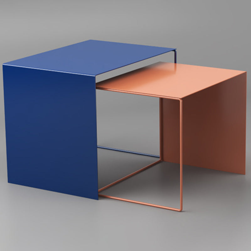 Minimalist Square Iron Nesting Side Table — Orange