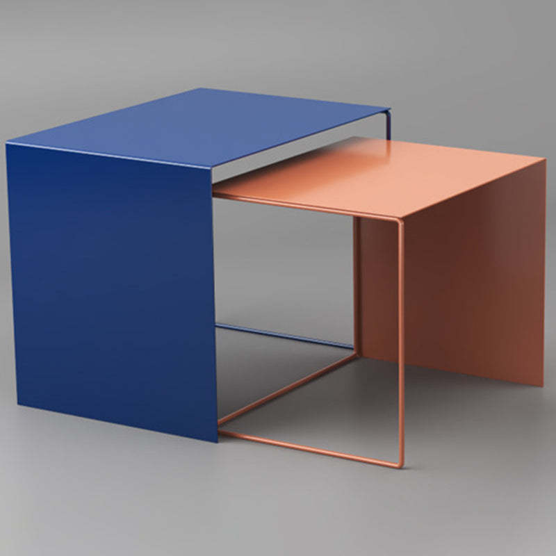 Minimalist Square Iron Nesting Side Table — Orange