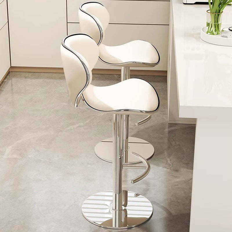 Minimalist Napa Leather Metal Bar Stool — Orange