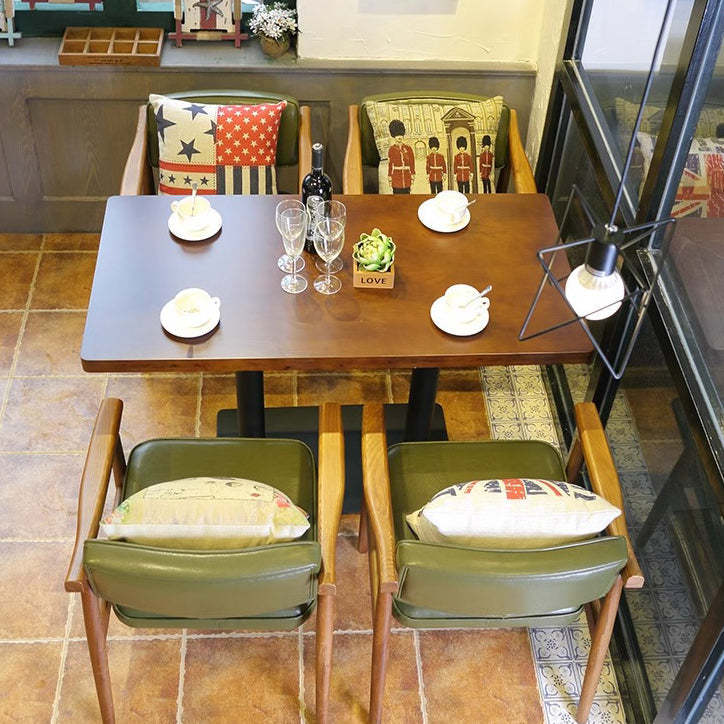 Nordic Leather Wood Rectangular Dining Chair