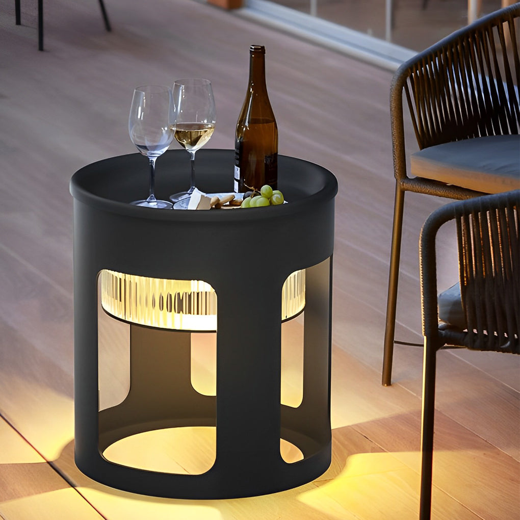 Round Solar LED Under-Table Outdoor Table Lamp