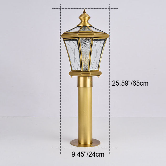 European Outdoor Glass Copper Lantern Lawn Light