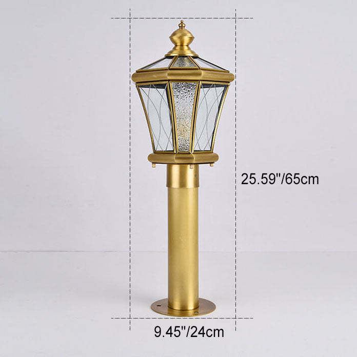 European Outdoor Glass Copper Lantern Lawn Light
