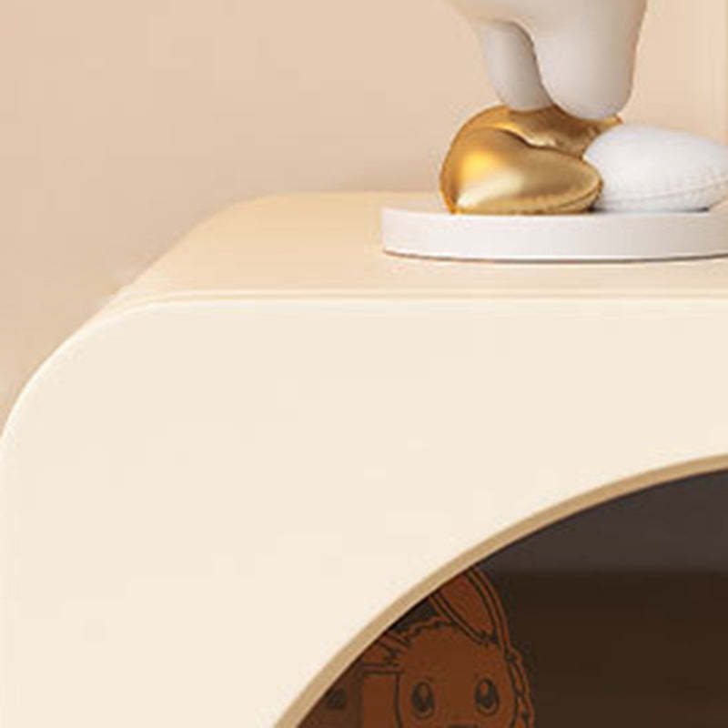Minimalist Wood Glass Rounded Rectangular Nightstand — Gray