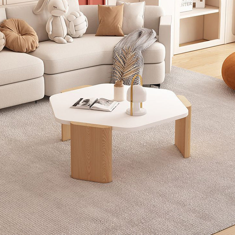 Contemporary Hexagonal Oak Plank End Table