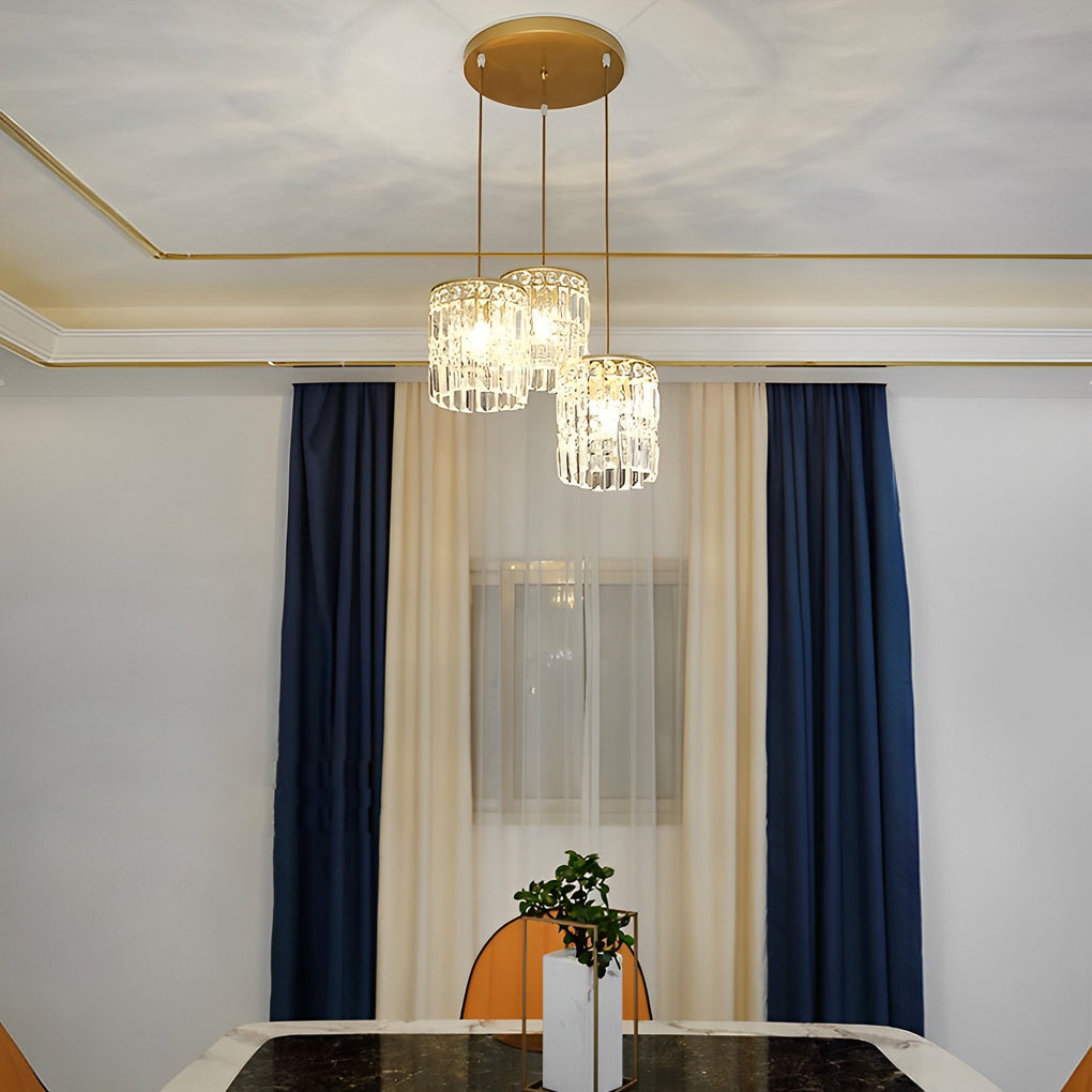 Cylindrical Crystal Shade 3-Step Dimming Nordic Pendant