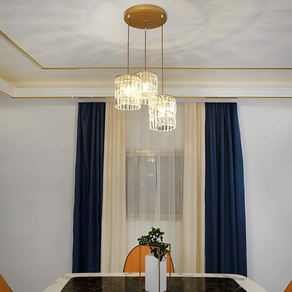 Cylindrical Crystal Shade 3-Step Dimming Nordic Pendant