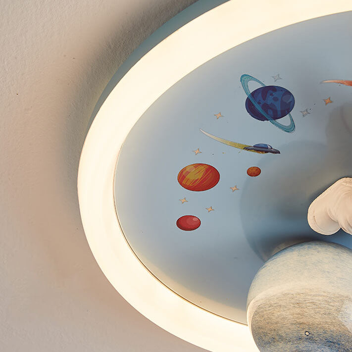 Cartoon Resin Astronaut Acrylic LED Flush Ceiling Light