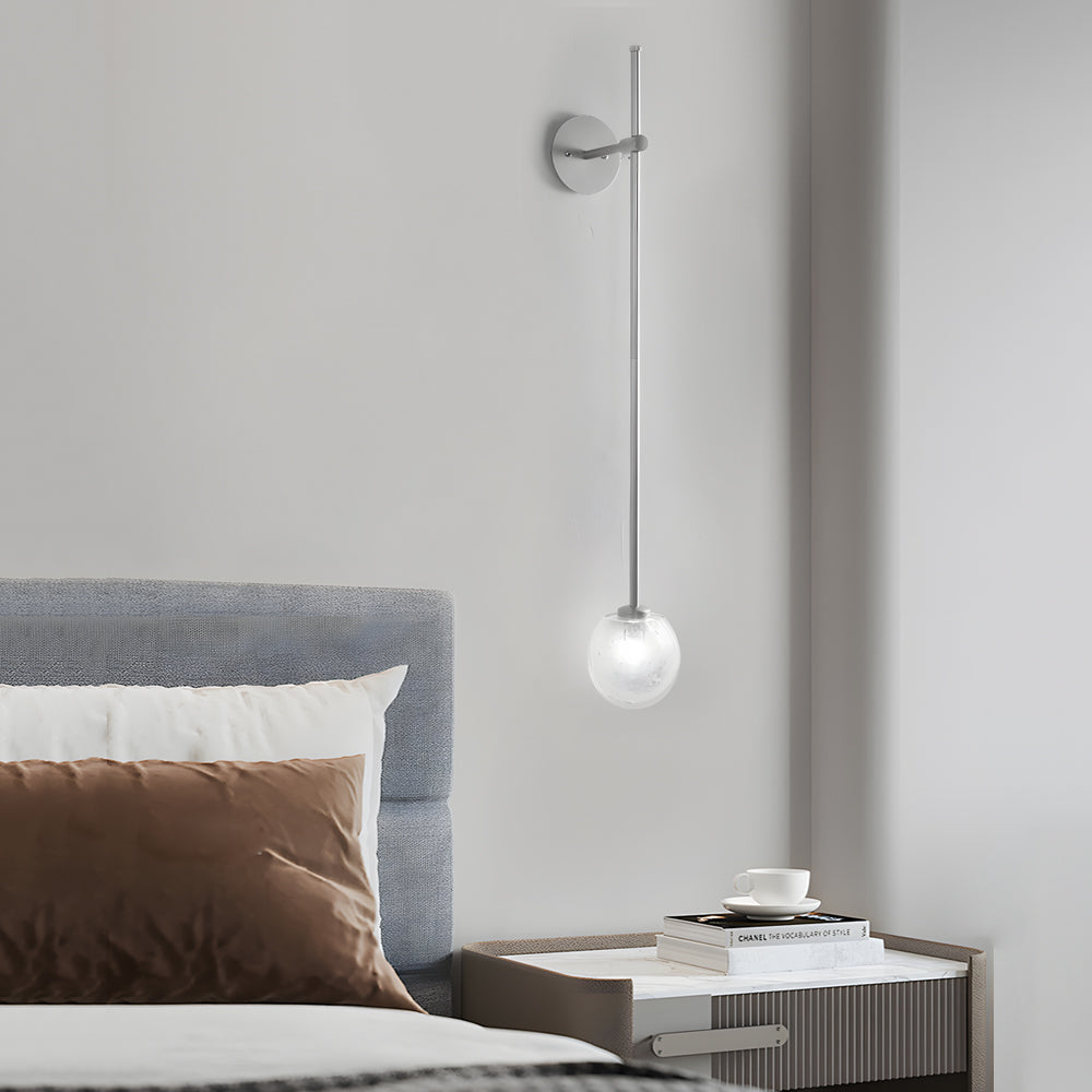 1-Light Glass Bubble Globe Slim Wall Light-Lighom