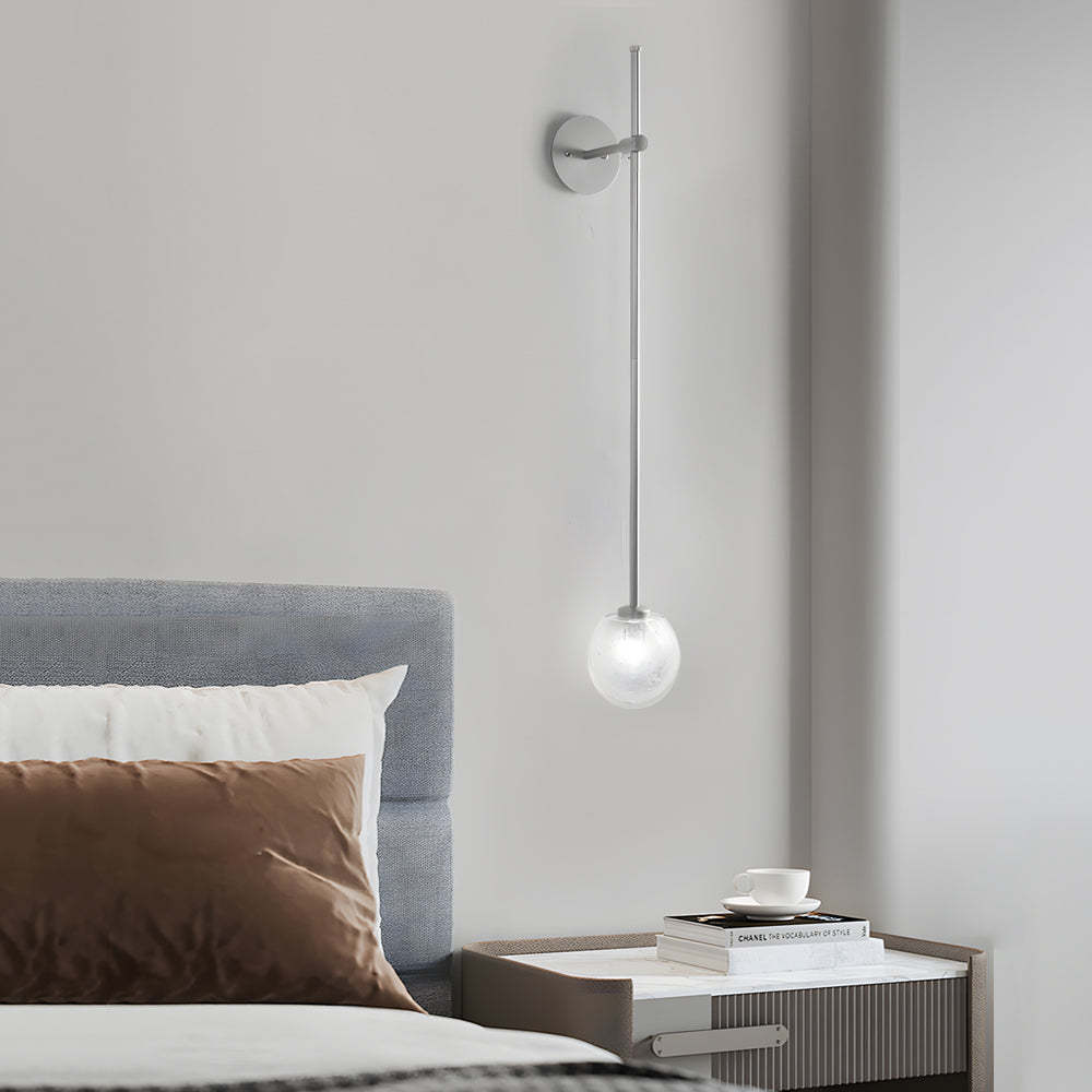 1-Light Glass Bubble Globe Slim Wall Light-Lighom