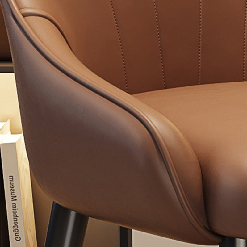 Scandinavian Leather Steel Latex Dining Chair — Latex / Beige