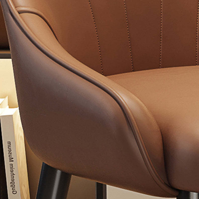 Scandinavian Leather Steel Latex Dining Chair — Latex / Beige