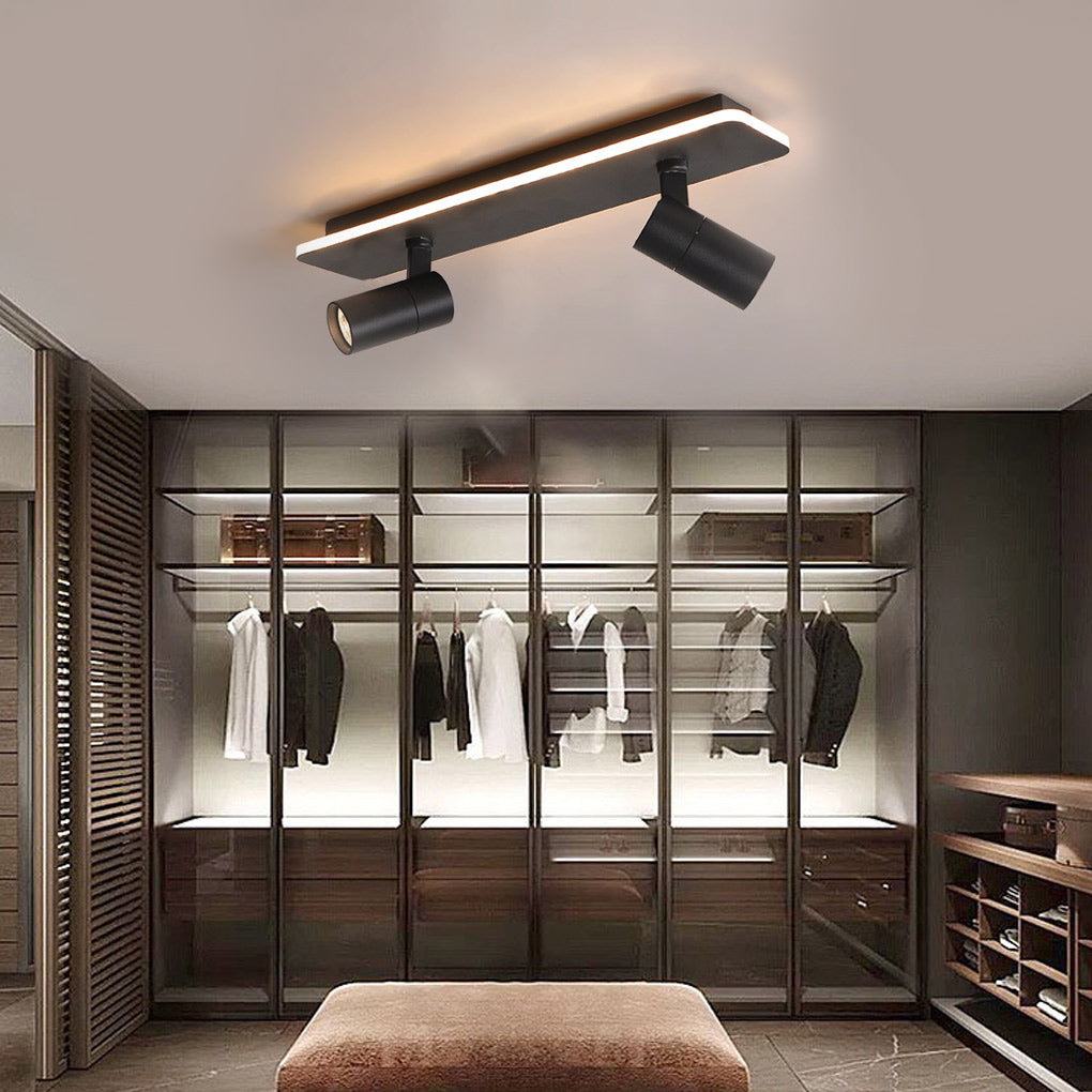 Minimalist Long Strip LED Flush Mount Adjustable Spotlight — White / 2-Light / Warm White