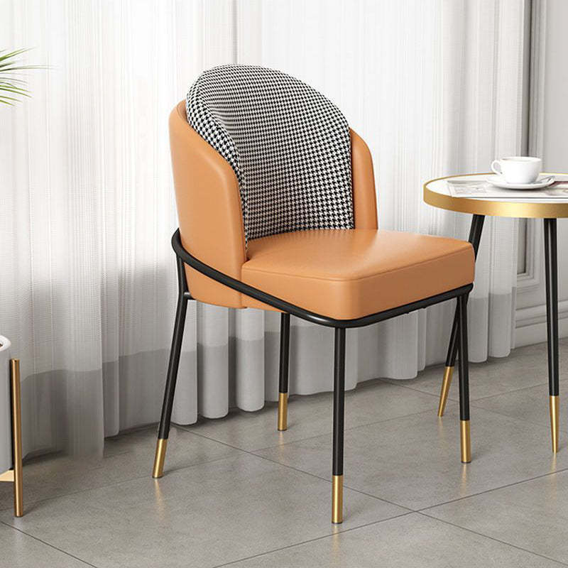 Nordic Leather Fabric Iron Wraparound Dining Chair