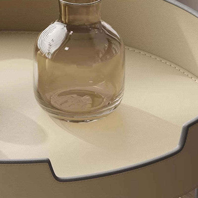 Nordic Steel Saddle Leather 2-Tier Movable End Table