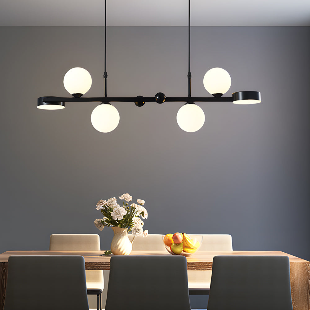 Dimmable Glass Ball LED Long Dining Chandelier