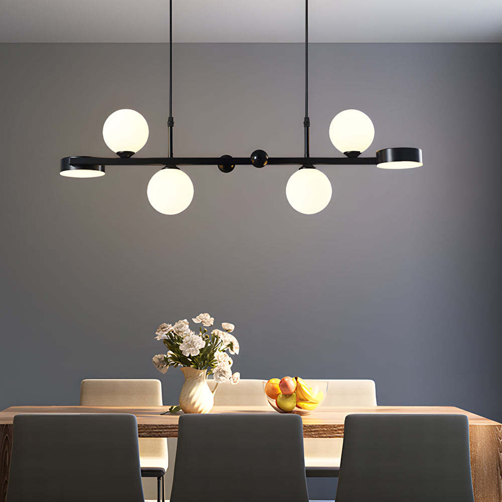Dimmable Glass Ball LED Long Dining Chandelier