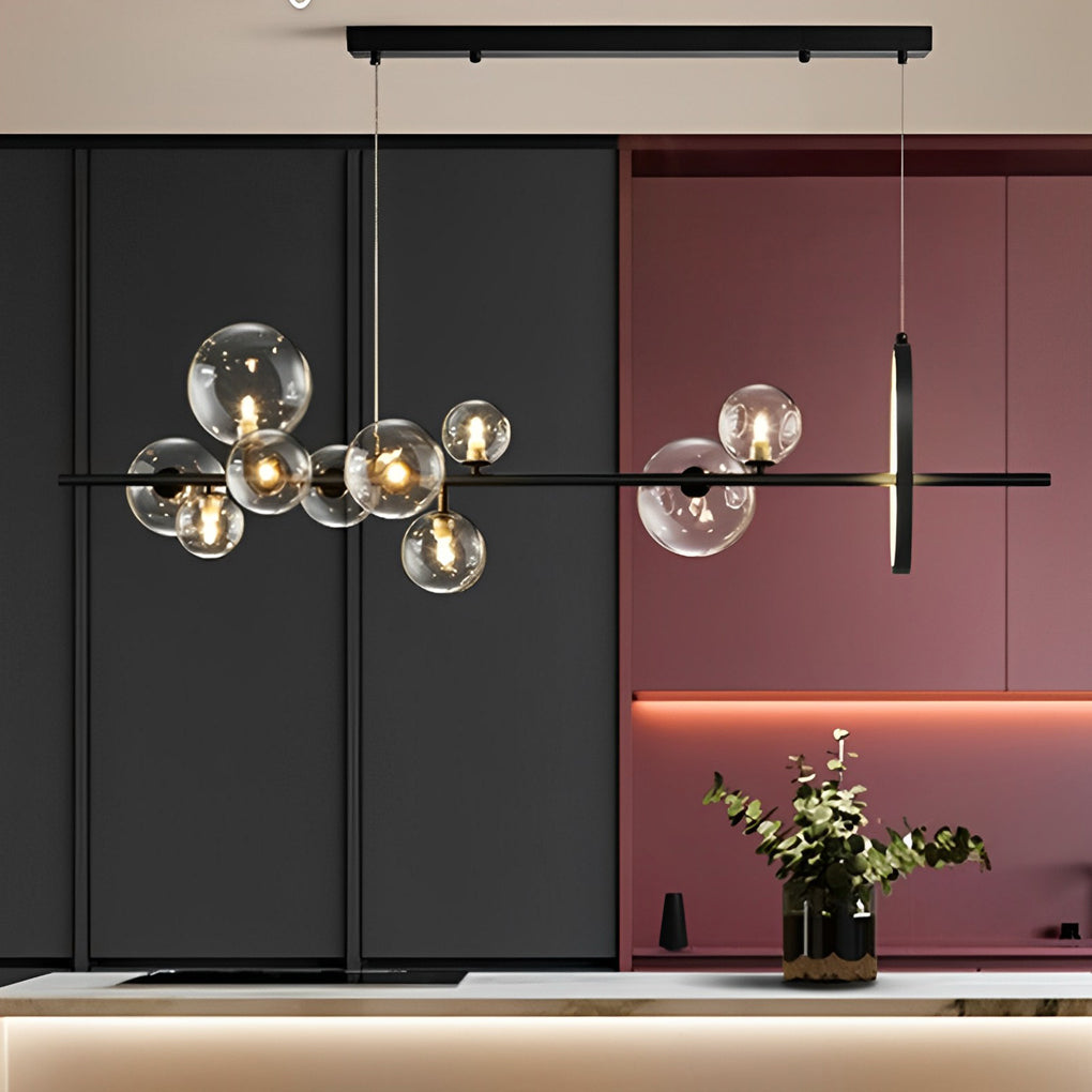 Modern bubble circular black chandeliers — 10-Light