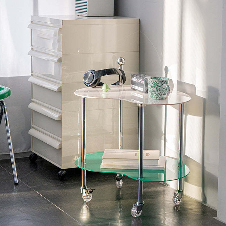 Nordic Cloud Acrylic Rolling Side Table 2-Tier — Green