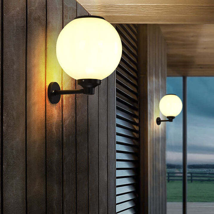 Modern Outdoor Solar Round Ball LED Wall Sconce
