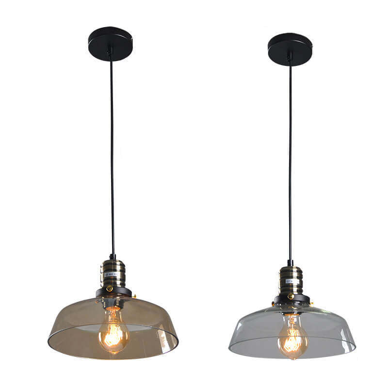 Industrial Transparent Glass Bowl Pendant Light