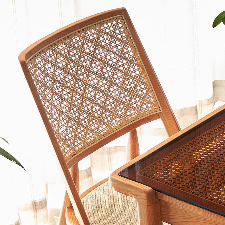 Vintage Rattan Woven Wood Dining Chair