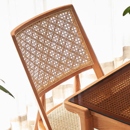 Vintage Rattan Woven Wood Dining Chair