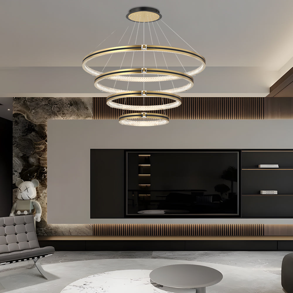 Circle Ring Dimmable Brushed Gold Modern Chandelier