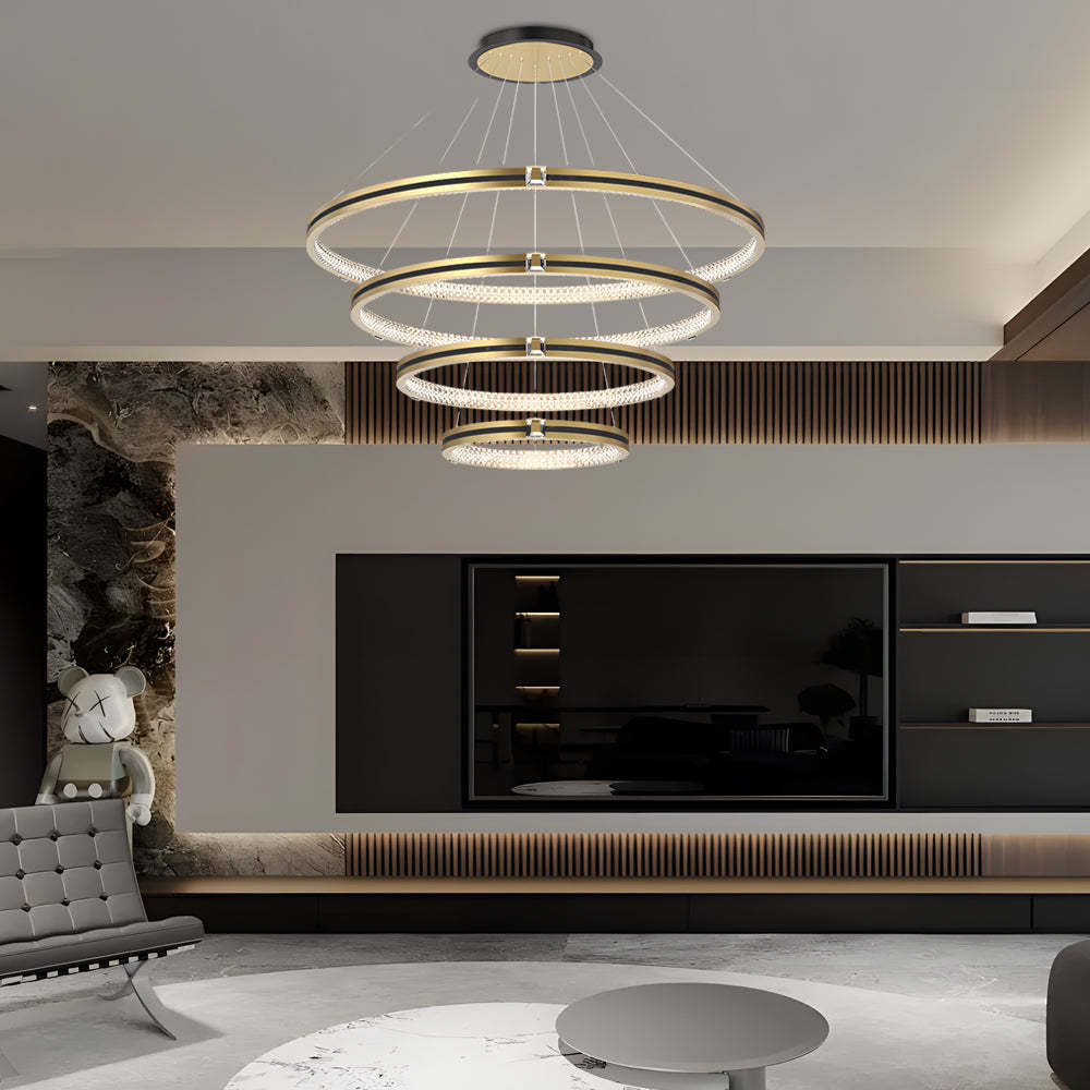 Circle Ring Dimmable Brushed Gold Modern Chandelier