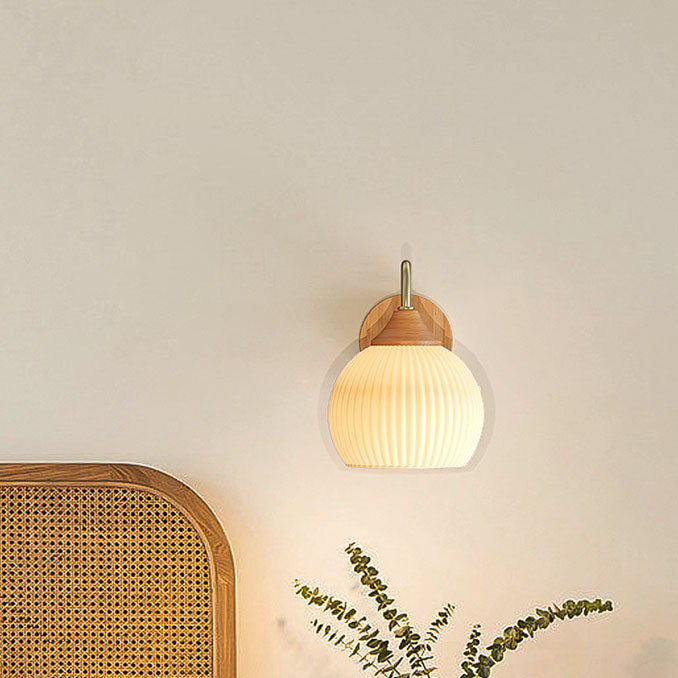 Nordic Striped Glass Log Wood Sconce