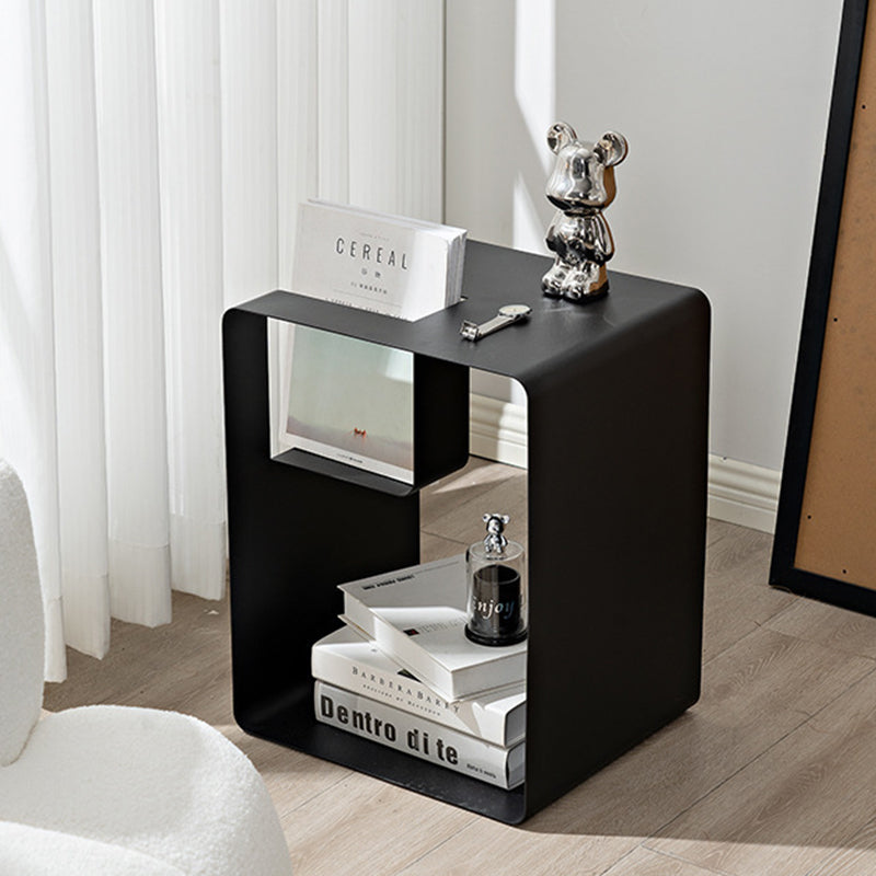 Nordic Rectangular Iron 2-Tier End Table - Black - HA101536