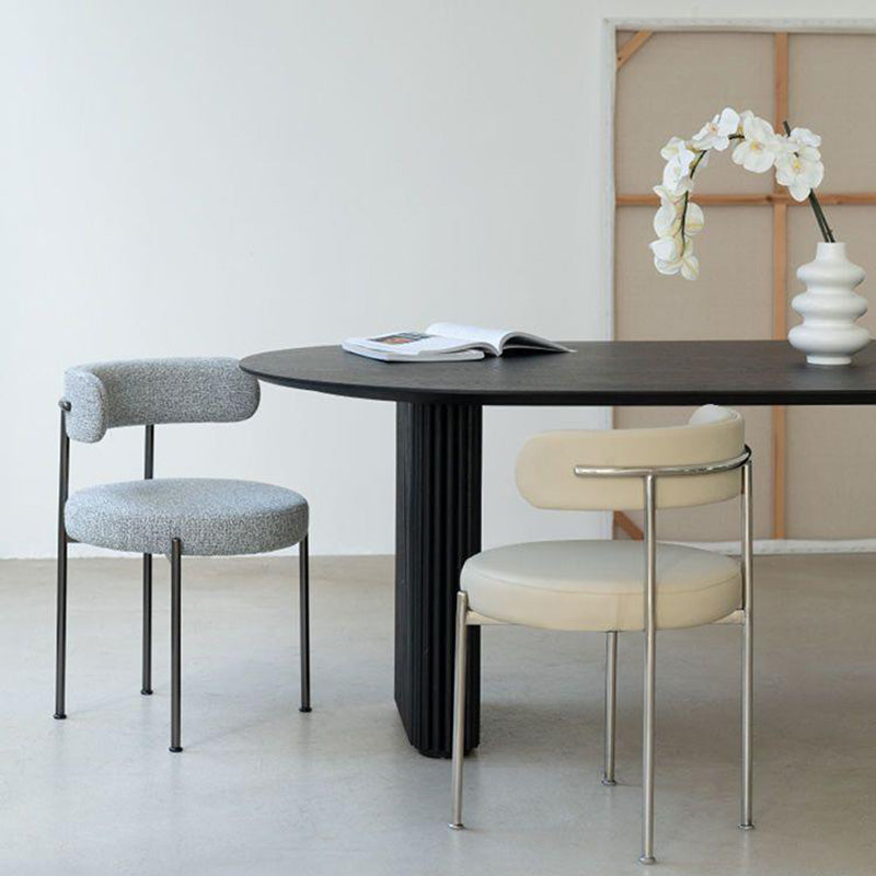 Minimalist Round Velvet Tubular-Leg Dining Chair
