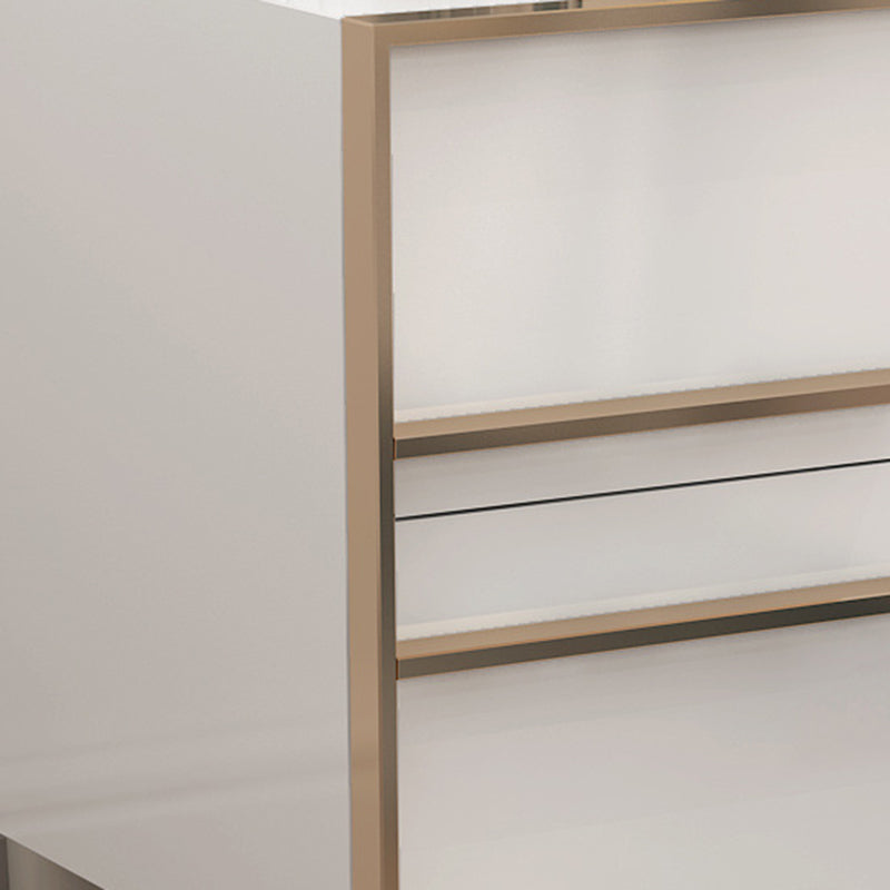 Modern Cubic Solid Wood Steel Nightstand