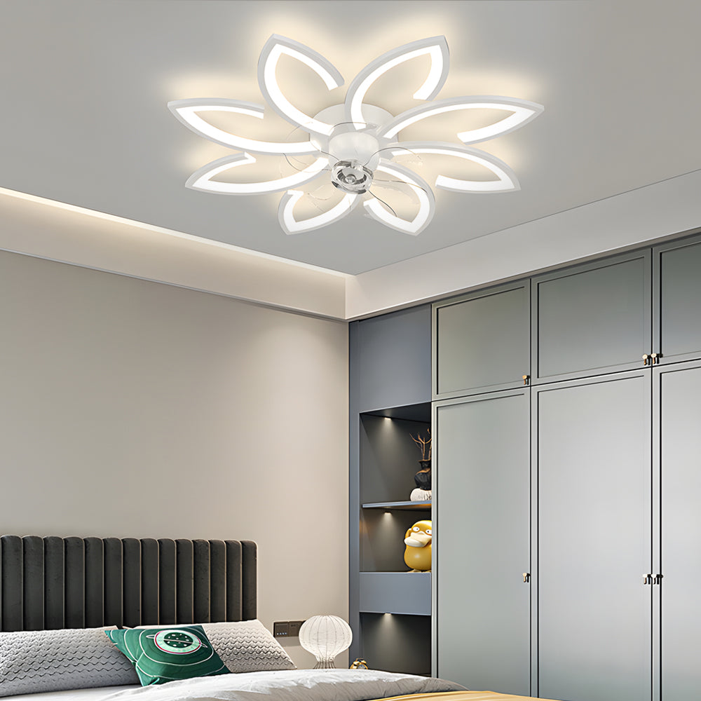 Modern Flowers 3-Step Dimming LED Nordic Flush Mount Fan