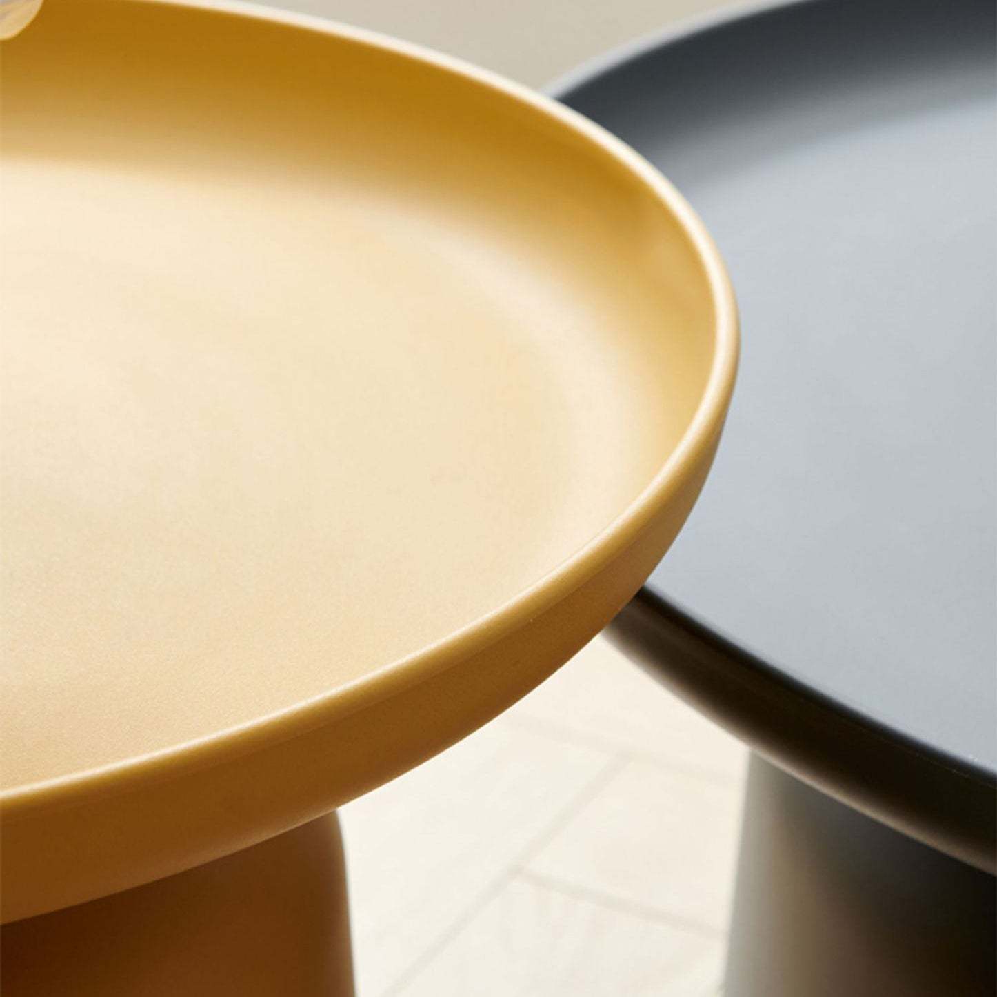 Scandinavian Round Plastic Coffee Table — Small - White