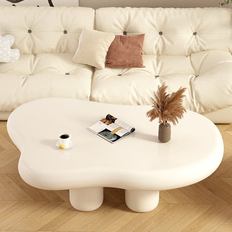 Minimalist cloud cream linen coffee tables — 39" L x 27" W x 15" H