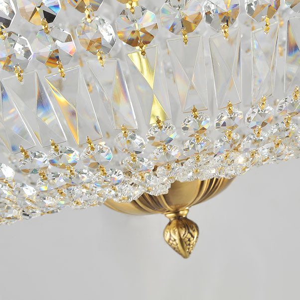 French Vintage Crystal Round 3/5/9-Light Flush Mount — 220V-240V For UK/AU