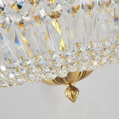 French Vintage Crystal Round 3/5/9-Light Flush Mount — 220V-240V For UK/AU