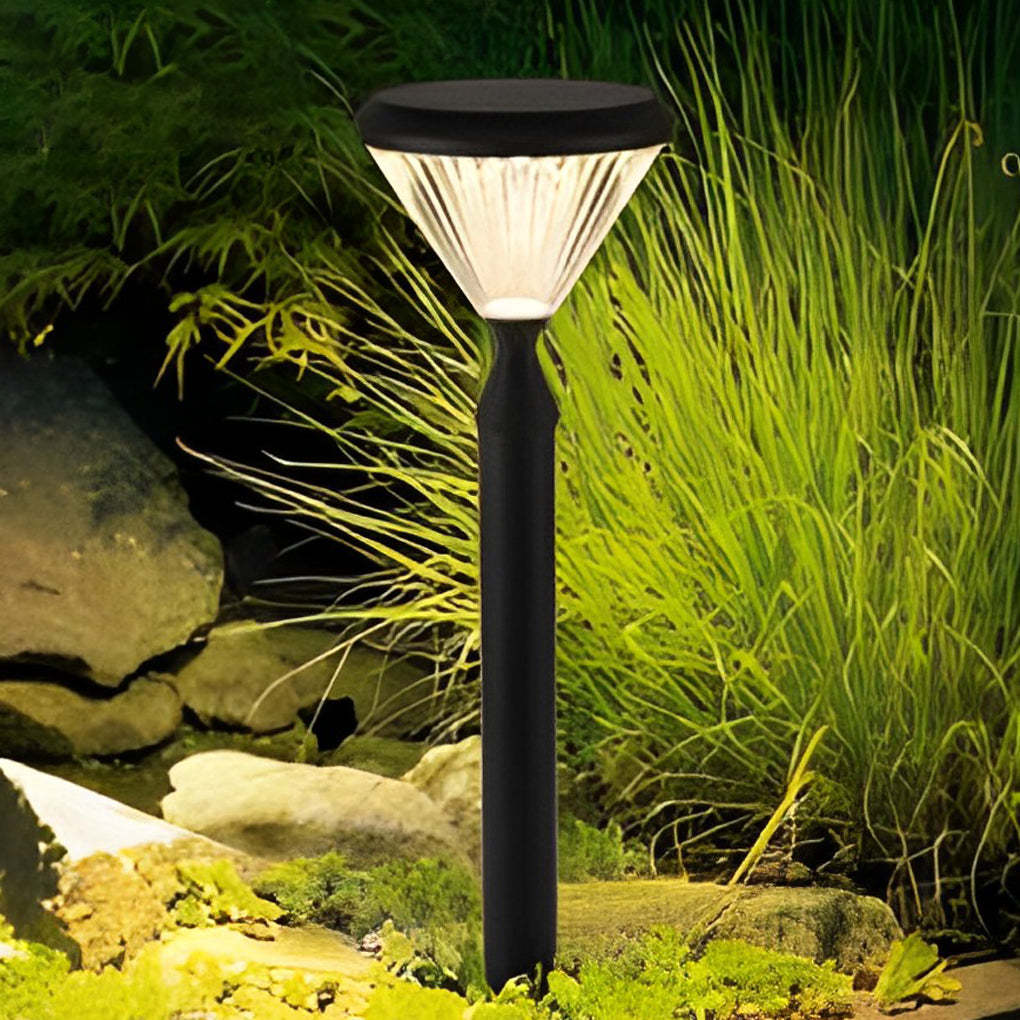 Round Waterproof Light Control LED Black Modern Solar Outdoor Lights-Lighom