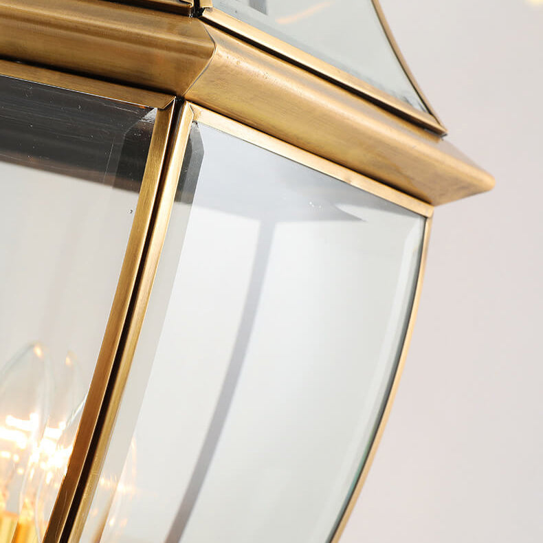 European Copper Clear Glass Lantern Post Landscape Light