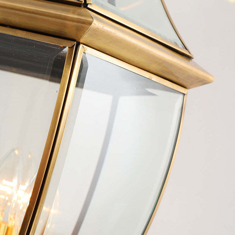 European Copper Clear Glass Lantern Post Landscape Light