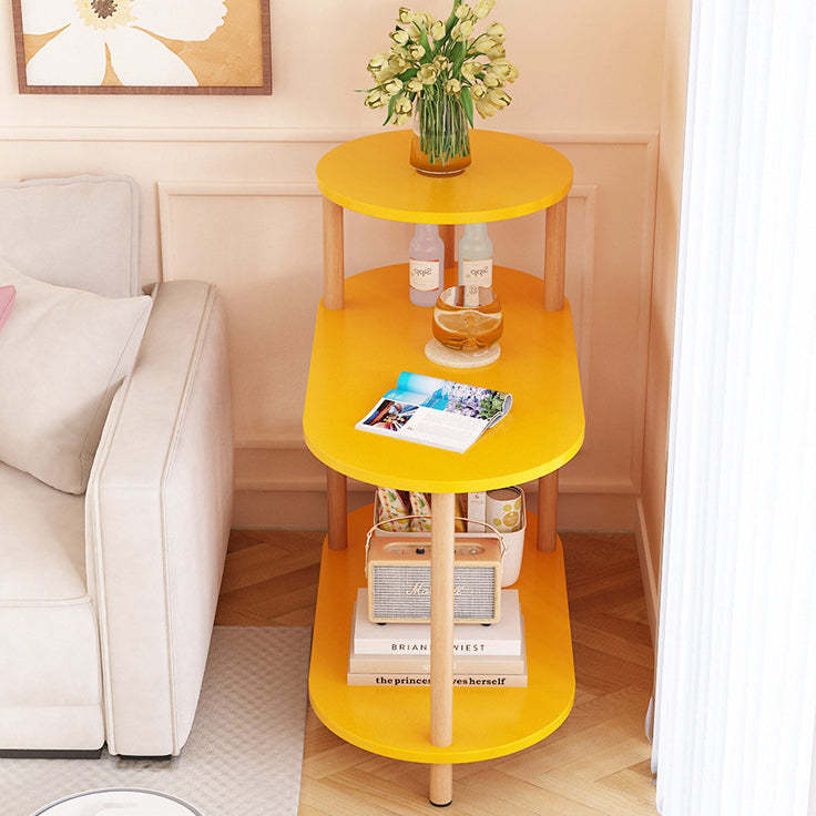 Minimalist Oval Solid Wood 3-Tier End Table