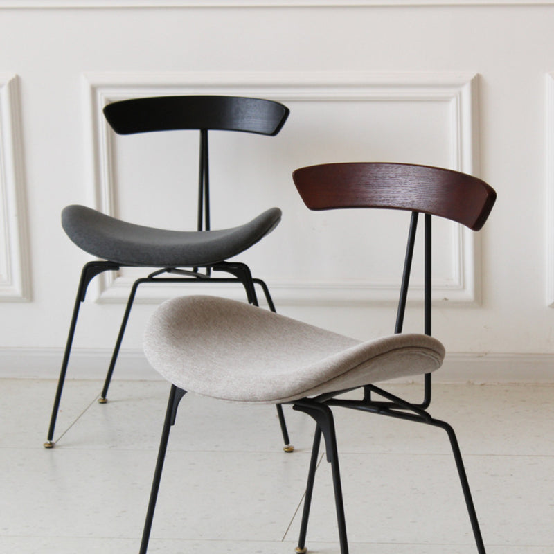 Industrial Ant Arch Wood Leather Dining Chair — Dark Brown - Leather / Dark Brown