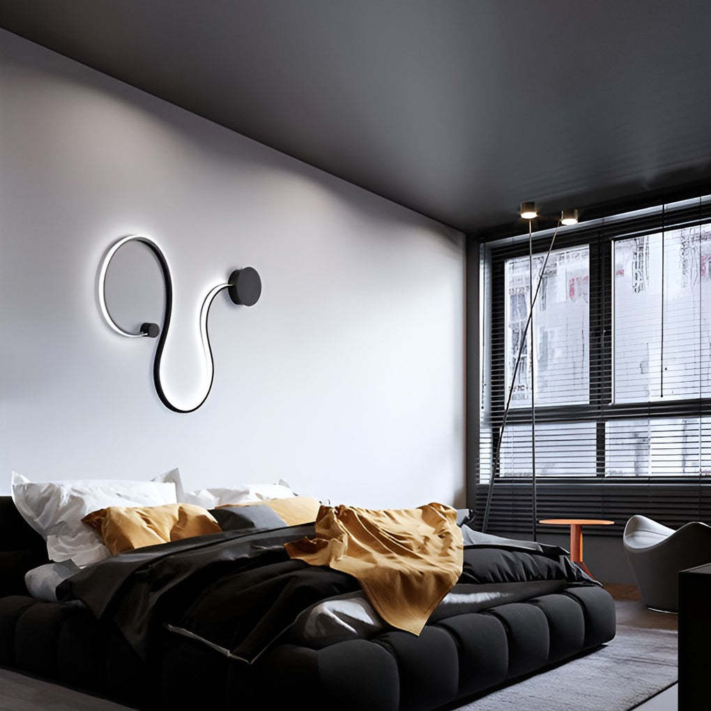 Creative Long Curved Linear LED Modern Wall Sconce Lighting Wall Light Wall Lamp-Lighom