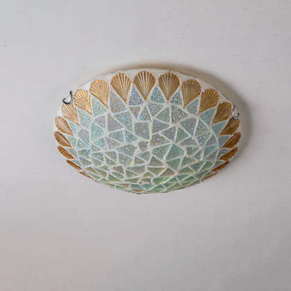Nordic Vintage Tiffany Shell Glass Flush Mount Light