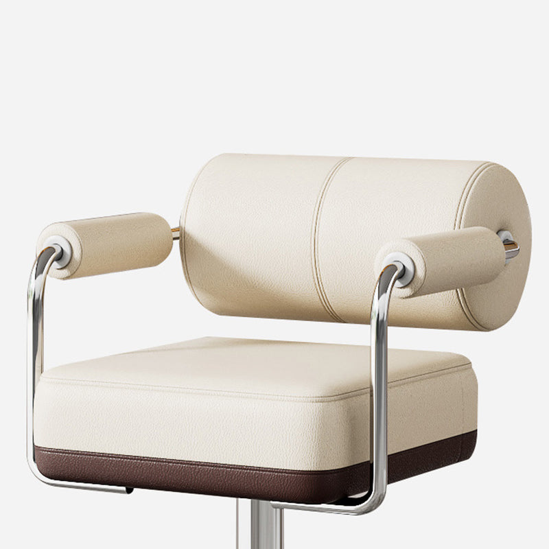 Minimalist Leather Cylinder Bar Stool