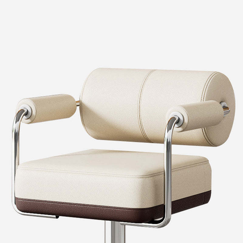 Minimalist Leather Cylinder Bar Stool