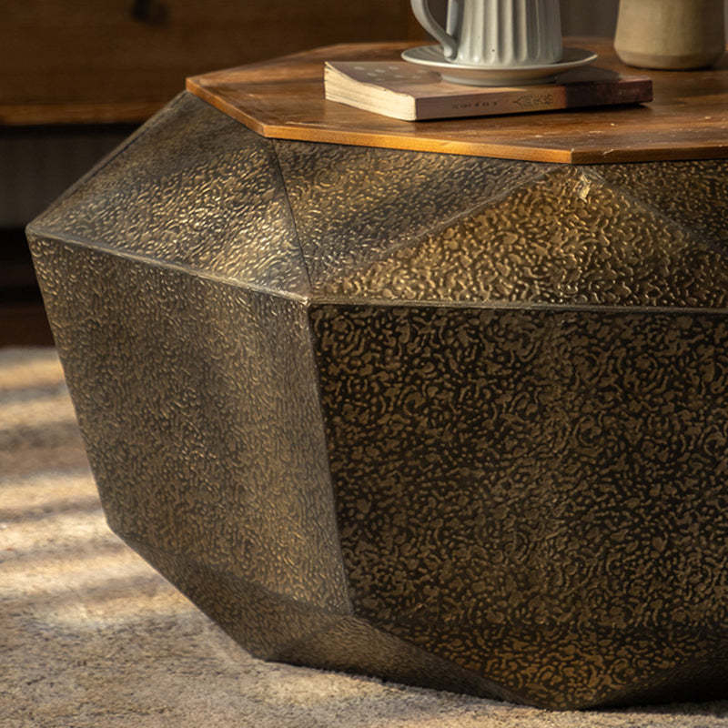 Retro Polygon Iron Pine Coffee Table