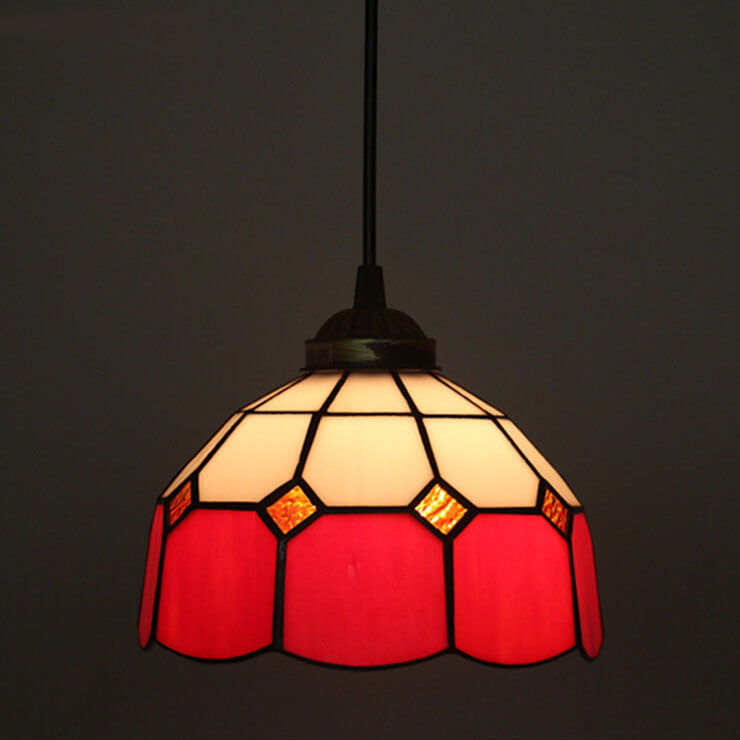 Tiffany European Stained Glass Dome Pendant Light
