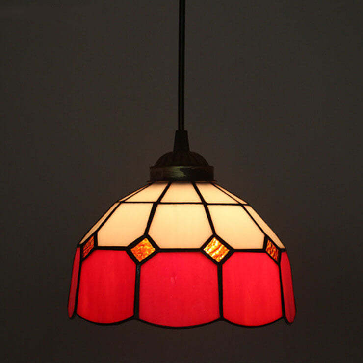 Tiffany European Stained Glass Dome Pendant Light